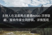 主持人在凌晨两点遭遇mitao 浮想联翩，蜜桃传媒全网炸锅，详情围观