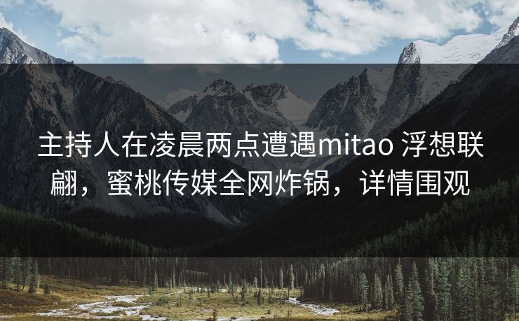 主持人在凌晨两点遭遇mitao 浮想联翩,蜜桃传媒全网炸锅,详情围观 主持人在凌晨两点遭遇mitao 浮想联翩,蜜桃传媒全网炸锅,详情围观