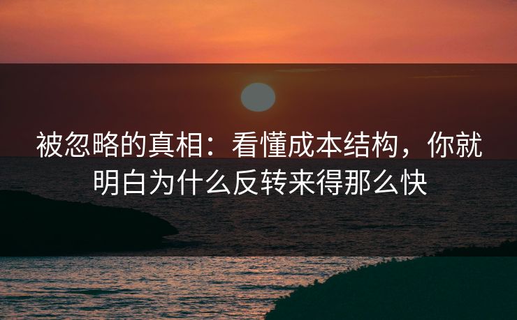 被忽略的真相：看懂成本结构，你就明白为什么反转来得那么快